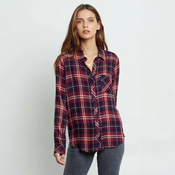 Rails Hunter Button Down Indigo Raspberry - Picture 2 of 13